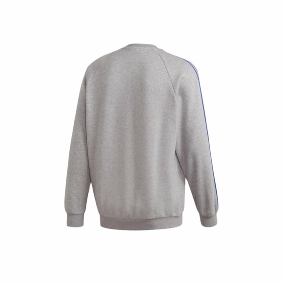 Adidas Men's Originals 3D Trefoil 3-Stripe Crewneck Sweatshirt Grey Size Medium - Picture 4 of 11